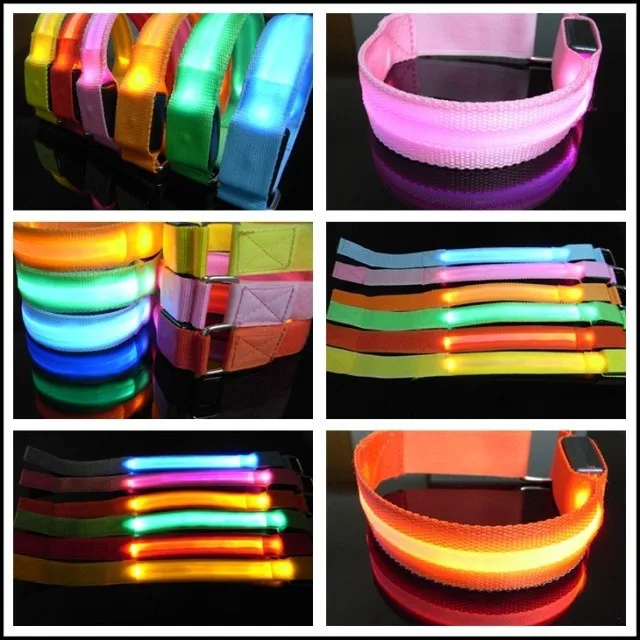 Clearance 1PCS Running Light Sports LED Wristbands Adjustable Glowing Bracelets for Runners Joggers Cyclists Riding Safety Bike Bicycle 3