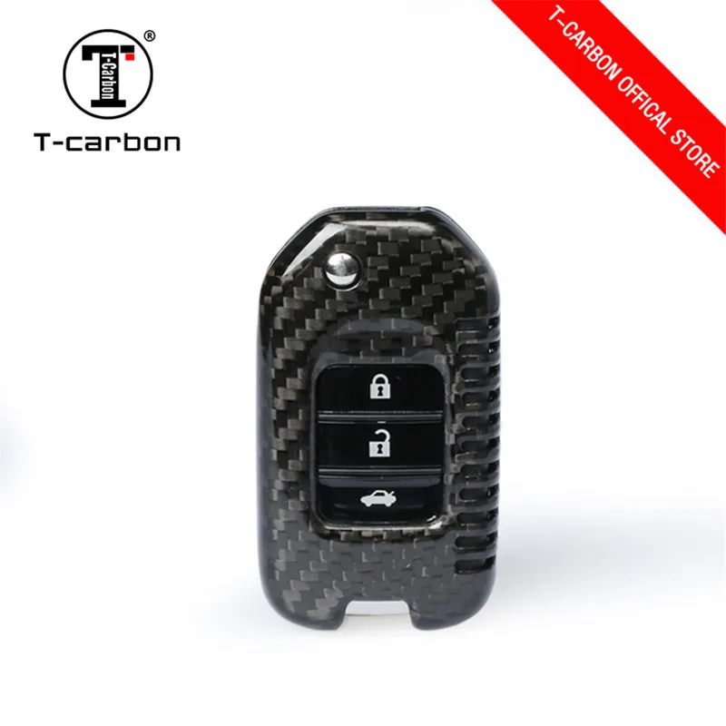 

3 Button Carbon Fiber Car Key Fob Pocket Cover Case For Honda Civic CR-V HR-V Accord Jade Crider Odyssey 2015-2018