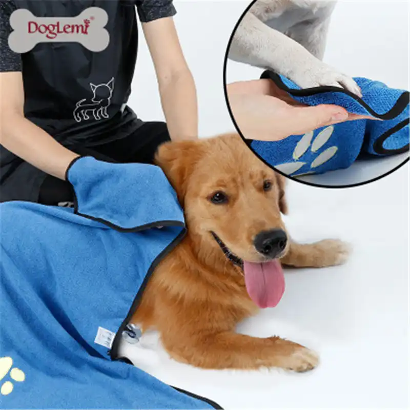 Dirty Dog Towel Mat Quick Dry Dog Towel Blue Paws Towel Soft