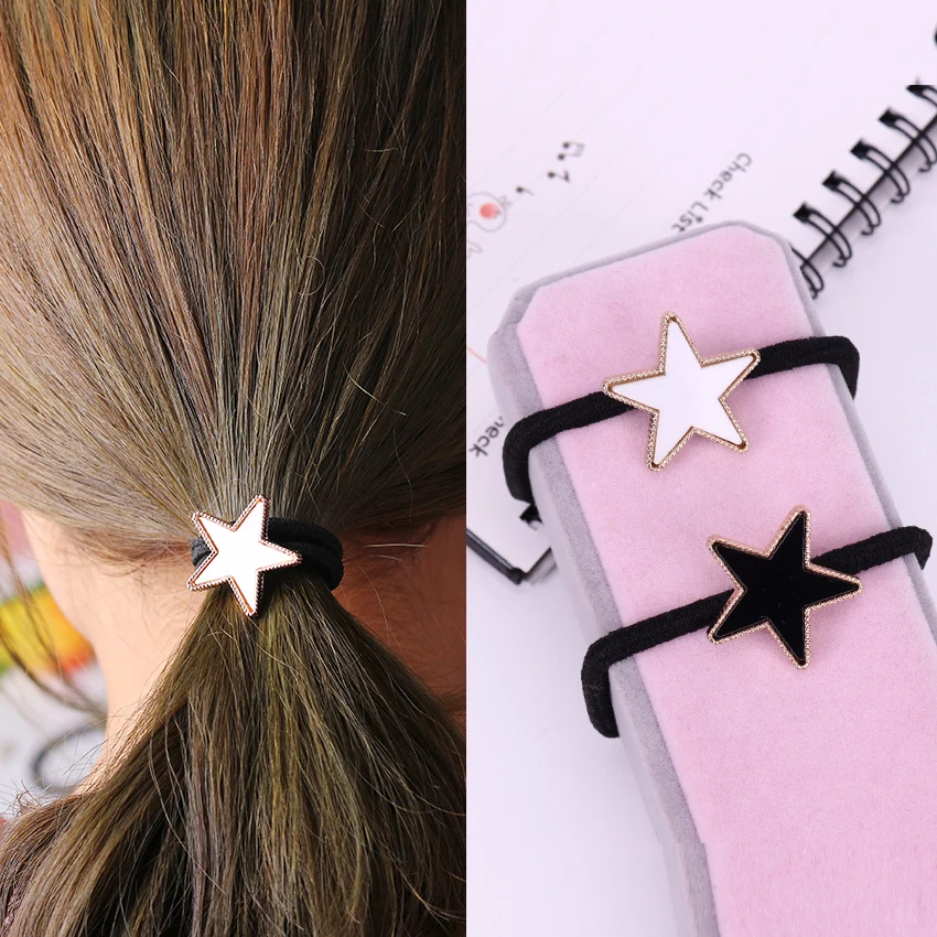 

1PC Elastic Rubber Hair Band Metal Star Hair Rope Women Headwear Scrunchy Headbands Trendy Alloy Stars Girls Hair Accessories