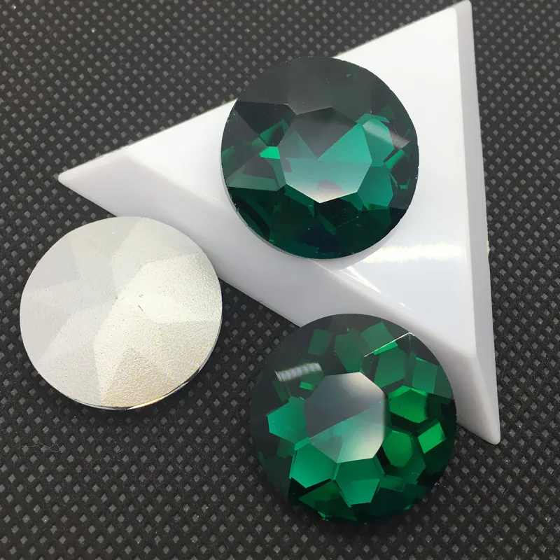 Супер Блестящий 8 мм, 10 мм, 12 мм, 14 мм, 16~ 35 мм большой хрустальный камень, стразы для изготовления ювелирных изделий или украшения - Цвет: green zircon