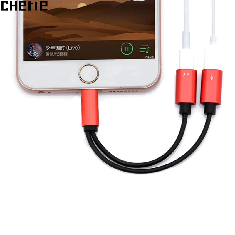

Cherie 2 in 1 Headphone Jack Adapter Dual Cable Charging Listening Music Splitter Cord Converter For iPhone XS Max XR X 8 7 Plus