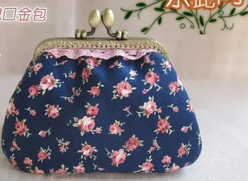 

Patchwork mouth gold handmade DIY material package Free cutting mouth gold package Rose metal frame handbag needlework purses