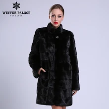2018 New style fashion fur coat natural mlnk stand Collar good quality mlnk fur coat women