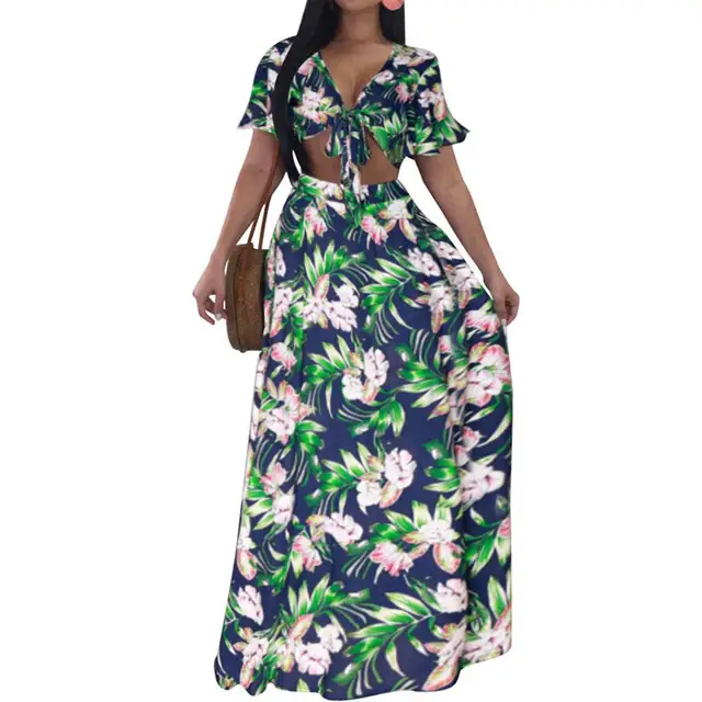 Best Price Woman Charming Style Fashion Suit Women's European And American Straps Short-sleeved Pullover Shirt+Skirt Printed Two-piece Suit Best Price Woman Charming Style Fashion Suit Women's European And American Straps Short-sleeved Pullover Shirt+Skirt Printed Two-piece Suit