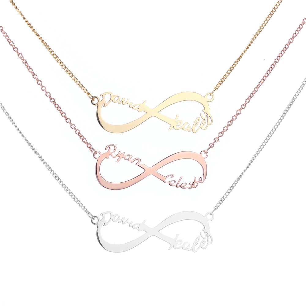 DOREMI Lucky Infinity Pendant Necklace Stainless Steel Custom Jewelry  Women Necklaces  3 Colors Number Eight Geometric Necklace