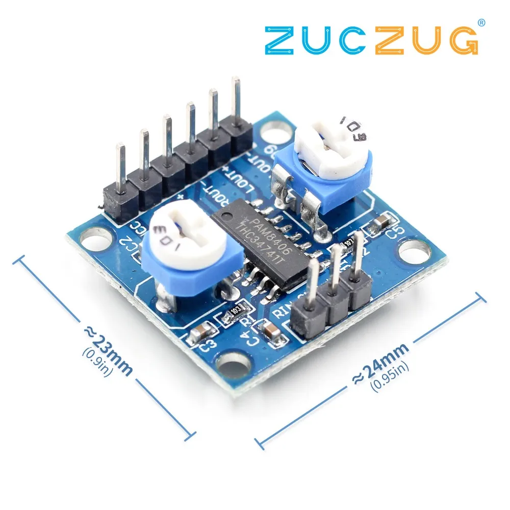 

PAM8406 Digital Amplifier Board With Volume Potentiometer 5Wx2 Stereo M70