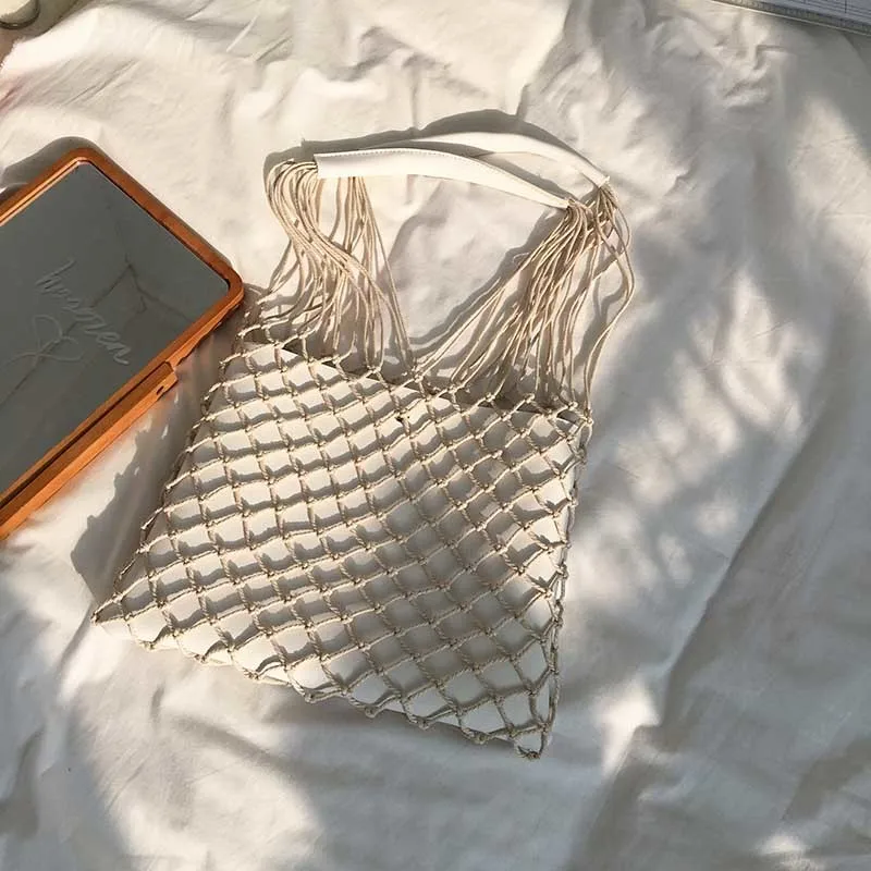 Summer New Women Straw Bag INS Popular Fashion Female Beach Handbag Casual Lady Hollow Weave Tote Holiday Handle Bolsa SS3237 (1)