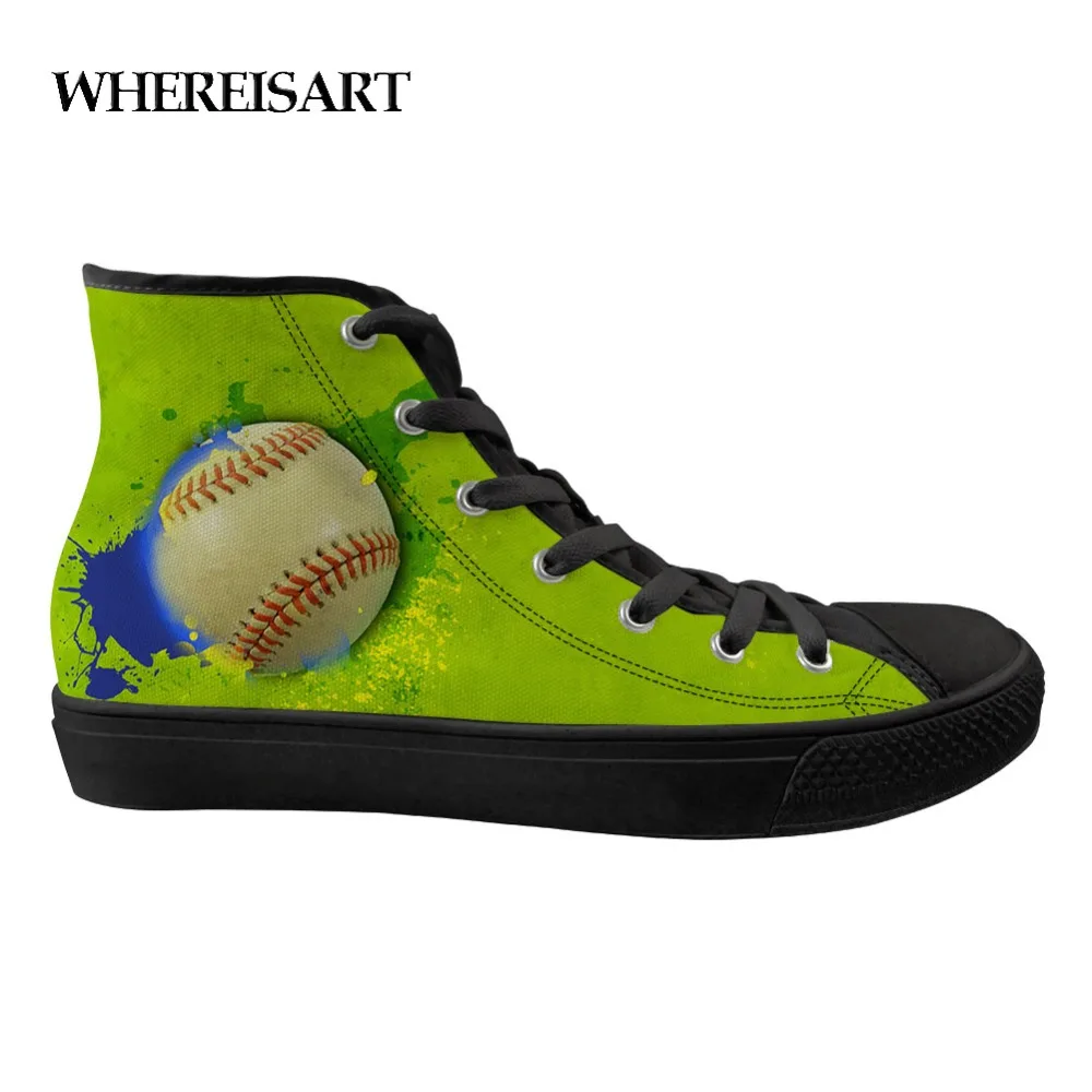 

WHEREISART New Arrival Men's Flats Vulcanize Shoes Football Printing Shoes Male Casual High Top Canvas Shoes Outdoor Sneakers