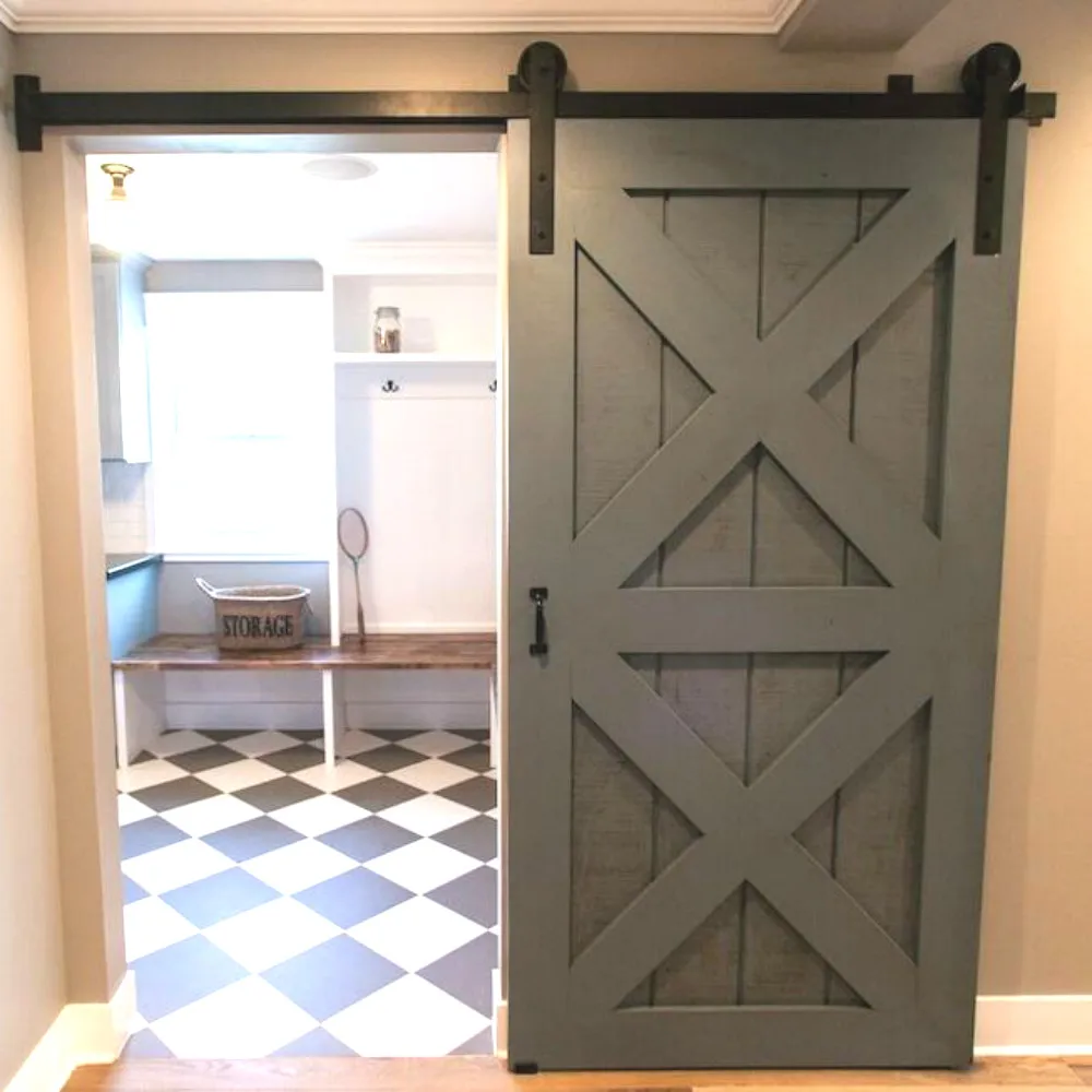 

(Free shipping) Rustic Vintage plate sliding barn door hardware&Barn door track schuifdeur system 4ft/5ft/6ft/6.6ft/8ft