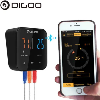 

Digoo DG FT2303 Three Channels Smart Bluetoorh BBQ Thermometer Kitchen Cooking Thermometer