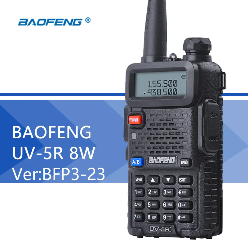 

Baofeng UV 5R 8W Walkie-Talkie Ver BFP3-23 Dual Band UV 5R PTT CB Radio 128CH VOX Flashlight Portable Ham Radio Comunicador