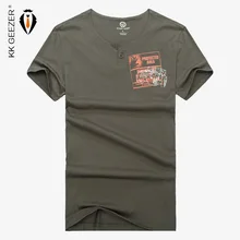 Летняя Повседневная хлопковая футболка для мужчин от морщин брендовая Модная Удобная футболка с v-образным вырезом свободная дышащая короткая футболка