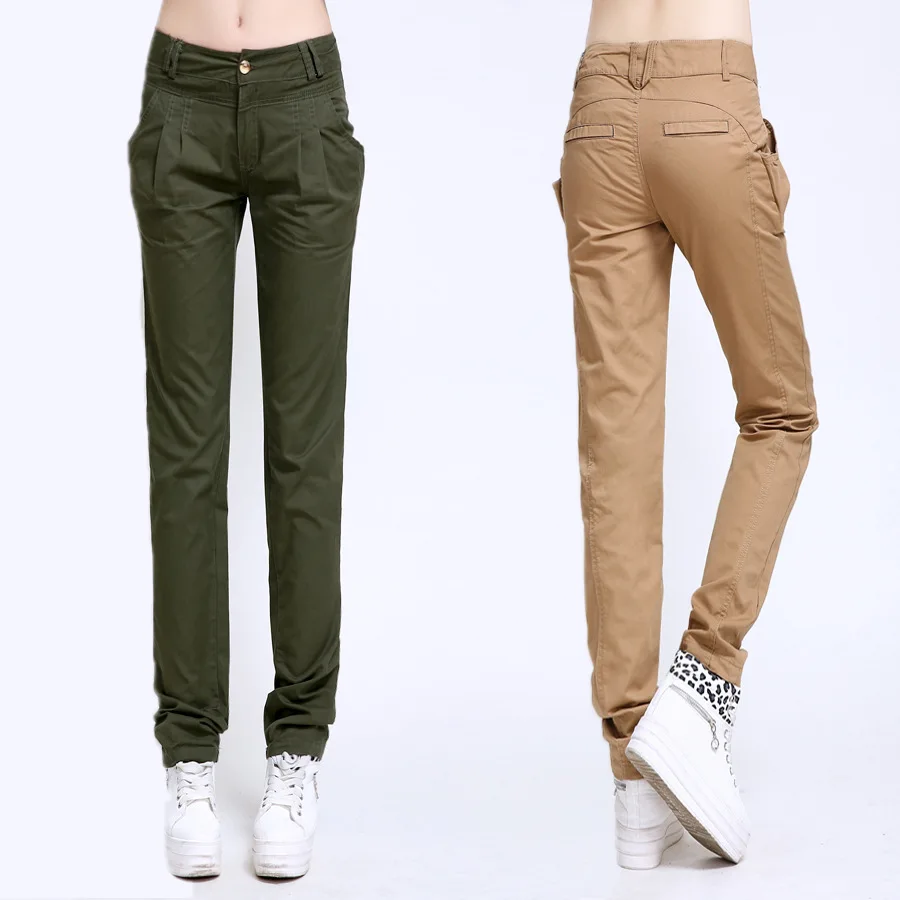 2018 Summer Khaki Pants For Women Black Cargo Pants Slim fit Ladies Trousers Casual Street Wear Harem Pants