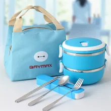 Bento Box из нержавеющей стали для детей, студентов, пластиковый контейнер для ланча, контейнер для хранения еды, мультяшный японский стиль, набор инструментов