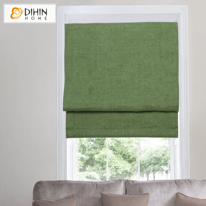 

DIHIN HOME Modern Green Blackout Curtains Rollor Blinds Cotton/Linen Cloth Roman Blinds Curtain Drapes