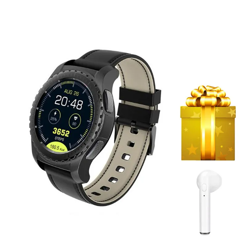 

Smatwatch+headset gift android wear smart watch for iphone ios support sim/tf card hear rate monitor call message reminder
