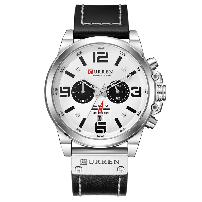 CU831406 without box CURREN Мужские Водонепроницаемые часы лучший бренд Роскошный хронограф модные мужские часы из натуральной кожи спортивные военные наручные часы 8314 - Цвет: CU831406 without box