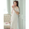 Summer Women Nightgowns White Cotton Short Sleeve Nightdress Vintage Long Sleepwear Lace Sexy Nightwear Home Night Dress 2022 ► Photo 3/6