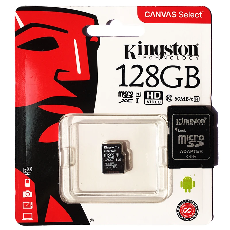 Kingston Micro SD Card 32GB 64GB 128GB Class 10 SDHC SDXC Phone Memory Adapter 