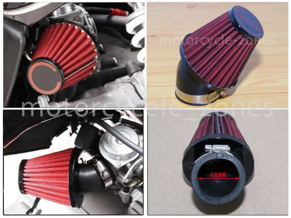 

Motorcycle Air Cleaner 48mm Clamp-on 45 Degree Bend Air Intake Filters Replacement For Honda