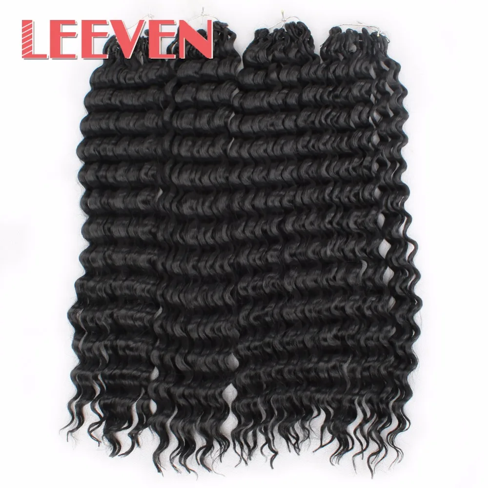 

Leeven 18'' Synthetic Braiding Hair Bundles Curly Hair Extension Crochet Braid Twist Black High Temperature Fiber 10PCS/lot