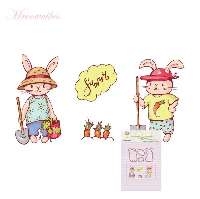 

Garden Working Rabbit Couple Transparent Clear Stamp/Seal With Cutting Dies Frame for DIY scrapbooking Craft MR0164