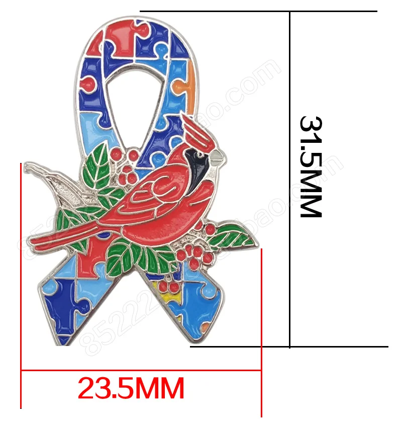 Экономические эмаль осознание аутизма Рождественский Кардинал птица головоломки значок в виде ленты