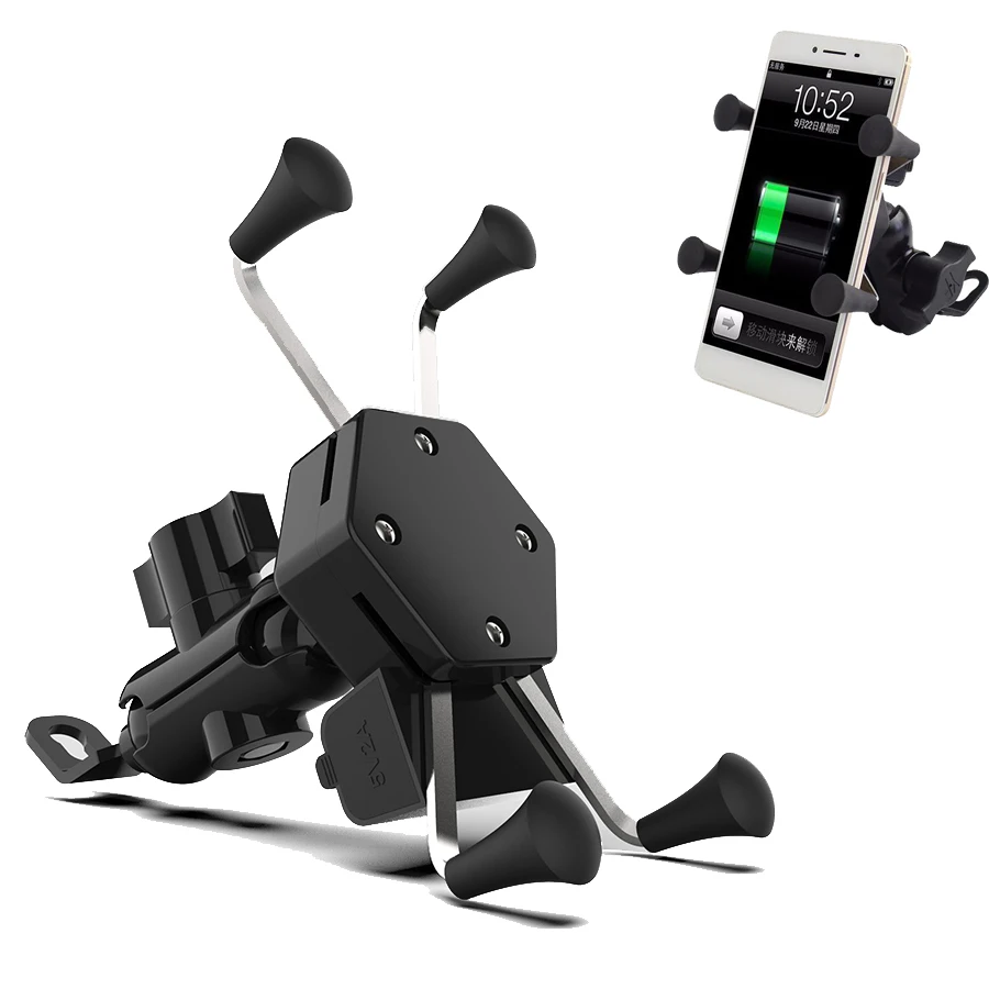 

Chargeable Motorcycle Phone Holder 2 in 1 Bracket USB Charger Motorbike Universal Mount Mobile Rearview Phone Holder For iPhone