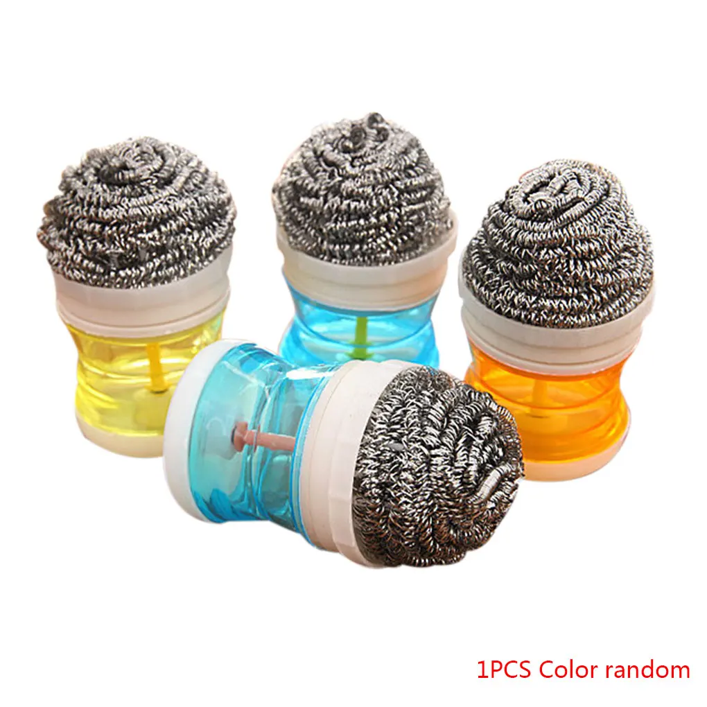 

Stainless Steel Wire Ball Kitchen Cleaning Brush Scourer Pan Dish Bowl Pot Palm Brush Household Cleaning Tools Random Color