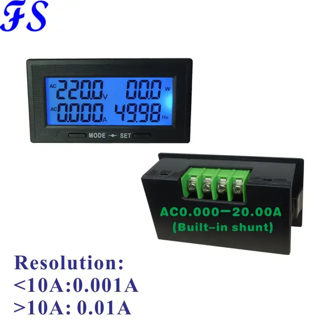ac20a lcd panel power meter factory