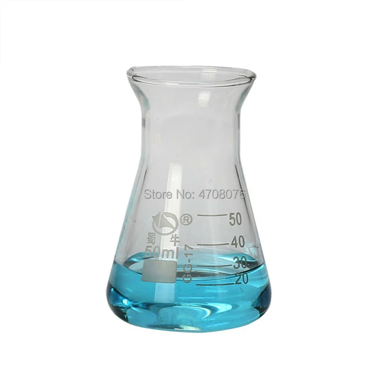 Стеклянная коническая колба из боросиликатного стекла Erlenmeyer flask Pyrex triangle объемные колбы для химических экспериментов 50-1000 мл