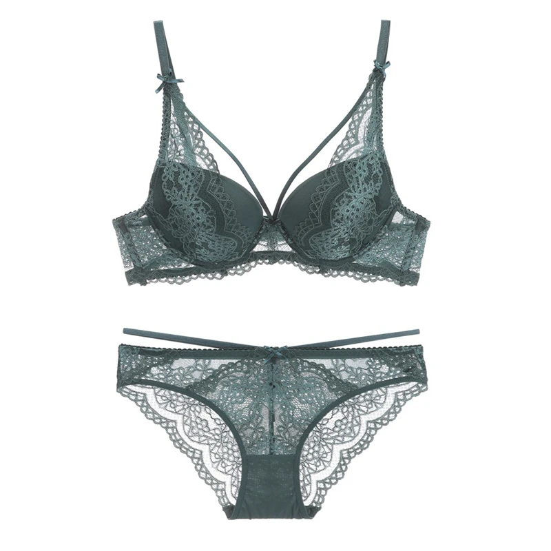 Комплект кружевного бюстгальтера пуш-ап с повязкой, бюстгальтер на косточках со средней подкладкой, сексуальный бюстгальтер и трусики, комплекты нижнего белья, женское нижнее белье, чашечки A, B, C