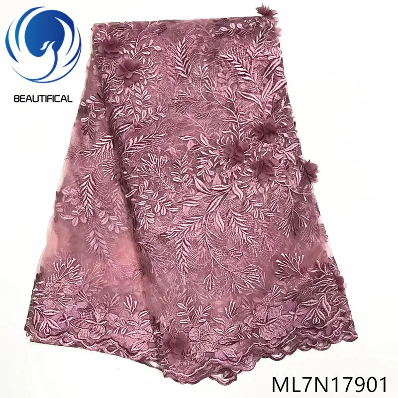 

BEAUTIFICAL High Quality African 3d Lace Farbics Embroidery Tulle 3d French Lace Flower 5 Yards/Lot ML7N179