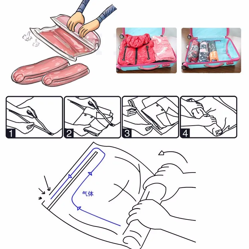 Различные размеры вакуумные компрессионные сумки футболка для путешествий системы организации дома Экономия пространства для хранения белья