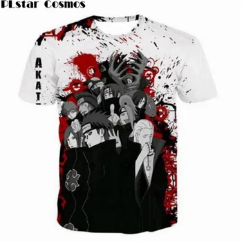 

PLstar Cosmos Naruto Anime t shirts Harajuku tee shirts Naruto Kyuubi Uchiha Sasuke Print tshirts Men Women 3D t shirt 5XL