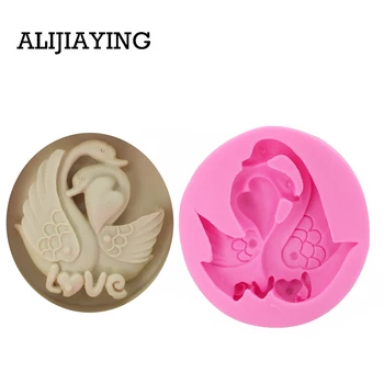 

M1247 1Pcs Lovely Swan Shape 3D Fondant Silicone Mold Candle Chocolate Soap Moulds Wedding Cake Decorating Kitchen Baking