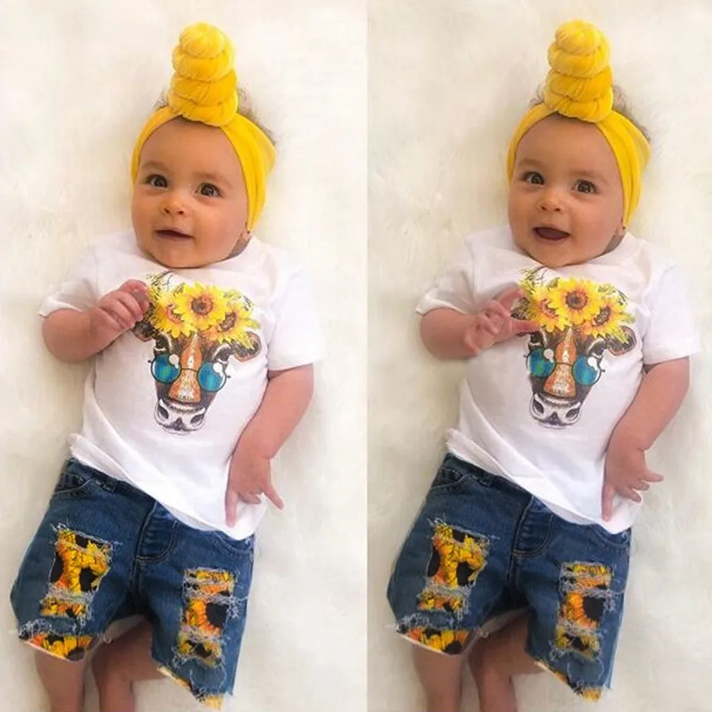 

Toddler Kid Girls Clothes Children Girls Summer Clothes T shirt Denim Kids Girls Sets Clothing Girls Summer Outfits