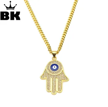 

Vintage Multilayer Gold Color Chain Fatima hamsa Hands Pendants Necklace Luck Hand Palm nice Necklace collares