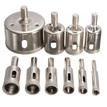 

HHTL-10Pcs Diamond Hole Saw Drill Bit Saw Set Tile Ceramic Cutting Glass Marble Set 8-50mm