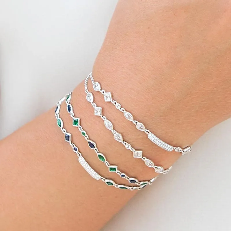 Rosso Alberi di Marca Gioielleria Raffinata Reale 925 Bracciali In Argento Sterling Con Pietre Multicolor Moda di Lusso delle Donne Del Braccialetto A Catena