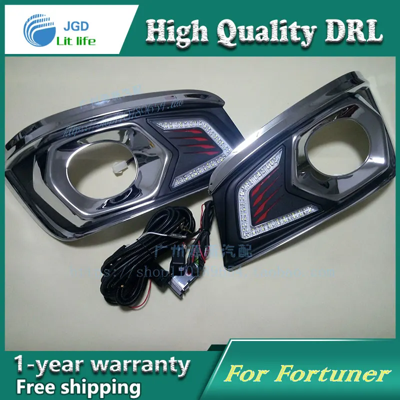 Free shipping !12V 6000k LED DRL Daytime running light case for Toyota Fortuner 2012 2013 fog lamp frame Fog light Car styling Free shipping !12V 6000k LED DRL Daytime running light case for Toyota Fortuner 2012 2013 fog lamp frame Fog light Car styling