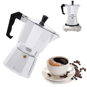 

Italian Top Espresso Percolator for 6 Cup Coffee Household Aluminum Espresso Percolator Coffee Heating Filter Pot Hand Punch