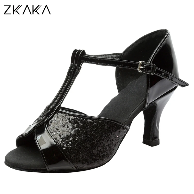 

ZKAKA Womens Sequin Latin Shoe