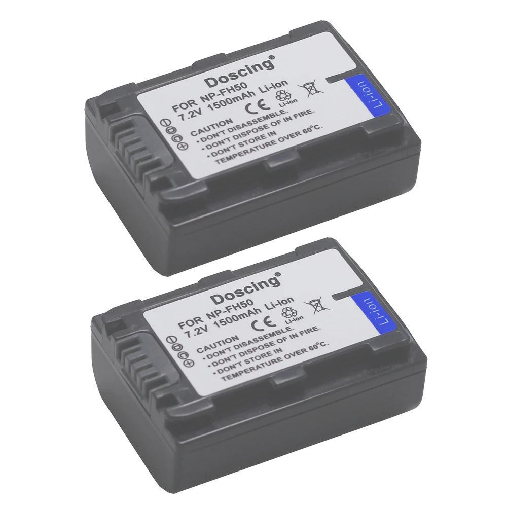 Doscing 2Pcs NP-FH50 NP FH50 NPFH50 Digital Battery For Sony A230 A290 A390 DSC-HX1 HX100 HX200 HDR-TG1E TG3 TG5 TG7 Camera | Электроника