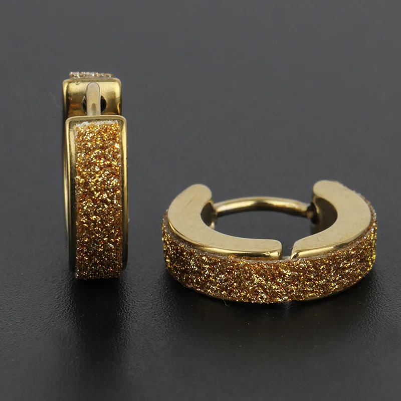 Pushback Stud Diamante Hoops Grecian Key Pattern Gold Plated Earrings