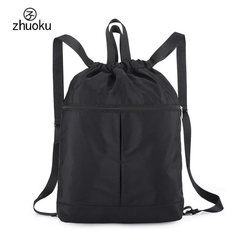 

Women Drawstring backpack travel anti theft backpack Waterproof nylon Black school bags for teenage girls rugtas Z422