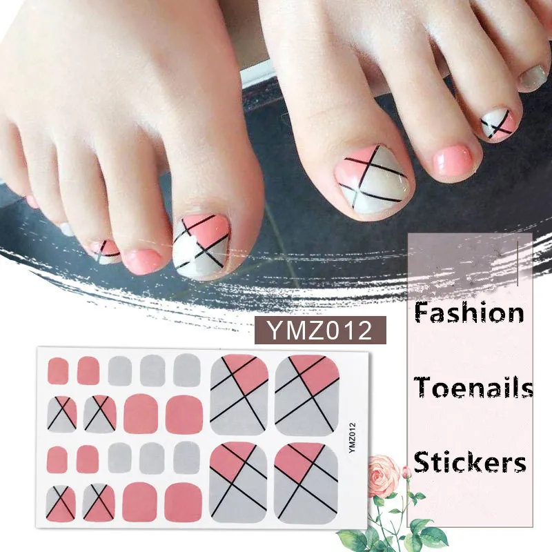 

22tips/sheet Toenail Sticker Full Cover Nail Tips Decoration Manicure Waterproof Long Lasting DIY Feet Nail Stickers Wholesale