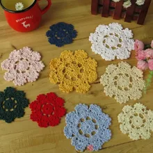 Цветные хлопковые ручной работы крючком салфетка/коврик, чашки площадку, coaster 10 см/" крючком цветок 20 шт./лот CD066