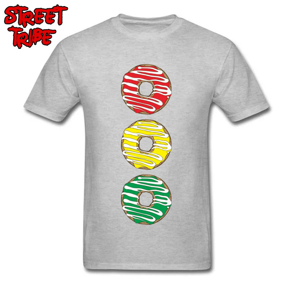 donuts traffic light Boy Slim Fit Slim Fit Tops Shirts Crewneck Labor Day Pure Cotton T Shirt Fitness Tight Short Sleeve T Shirt donuts traffic light grey